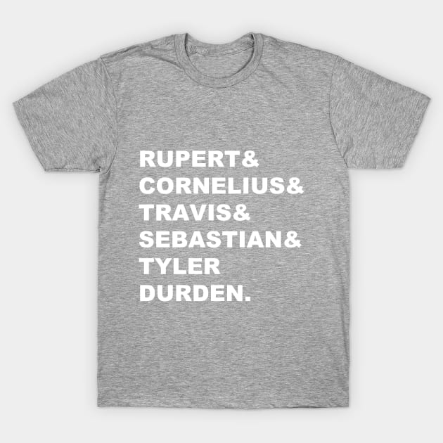 Narrator's Names (White Text) T-Shirt by mcemma